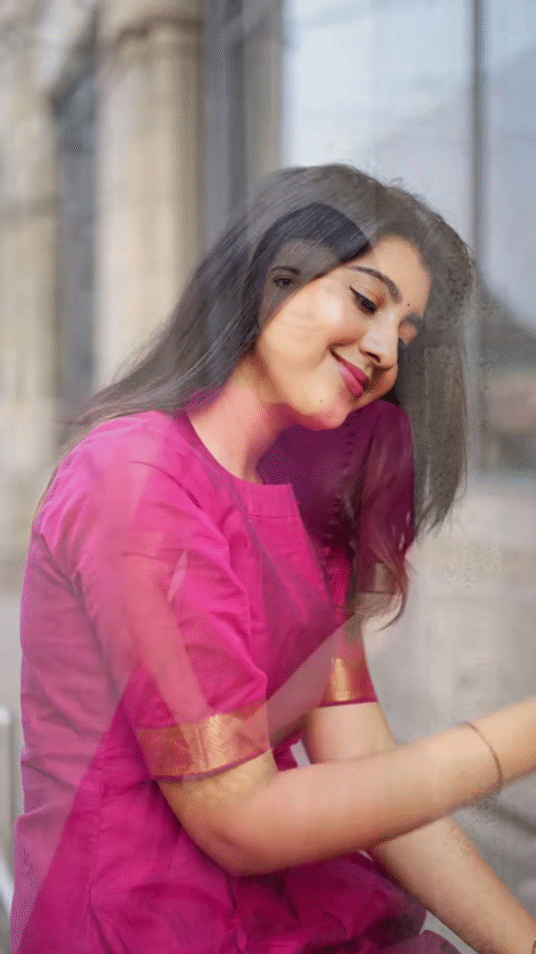 Elegant Magenta Flared Kurta Set with Gold Border – Timeless Ethnic Charm for Festive & Everyday Grace - Image 6