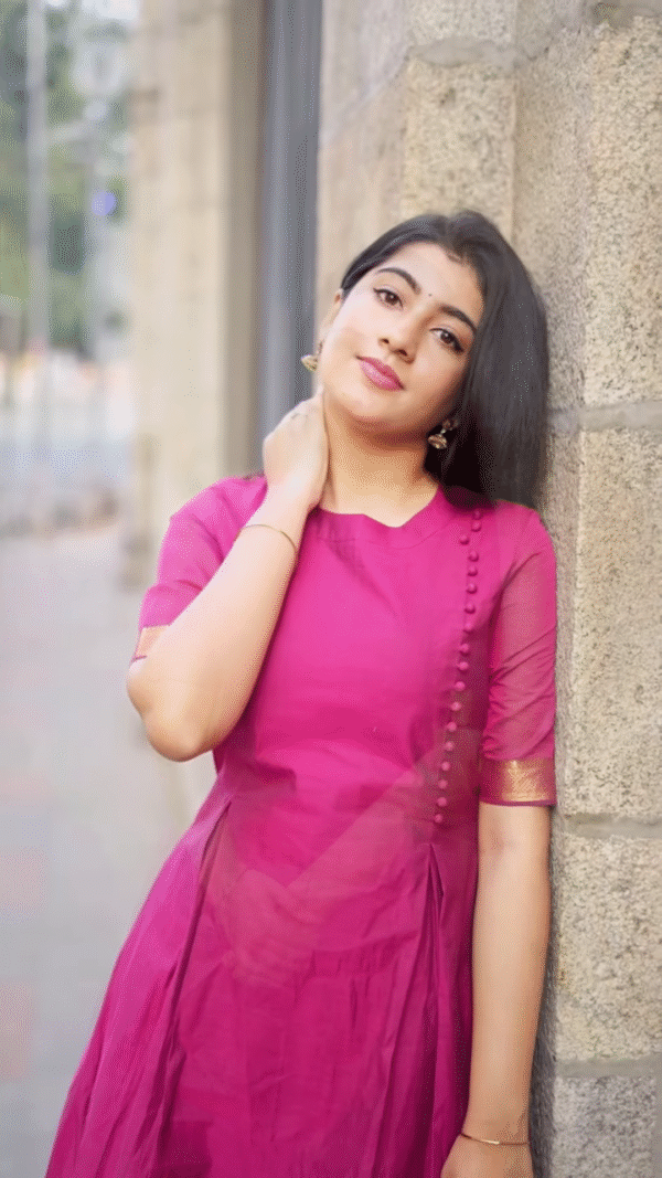 Elegant Magenta Flared Kurta Set with Gold Border – Timeless Ethnic Charm for Festive & Everyday Grace - Image 7