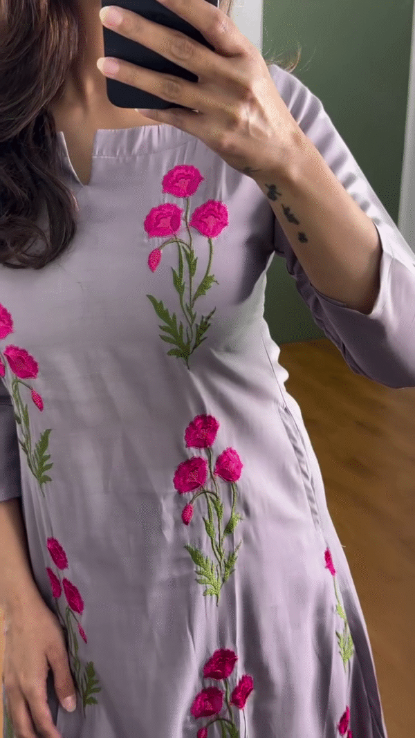 Floral Charm Embroidered Kurta – Grace in Bloom 🌸 - Image 2