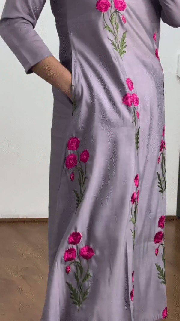 Floral Charm Embroidered Kurta – Grace in Bloom 🌸 - Image 3