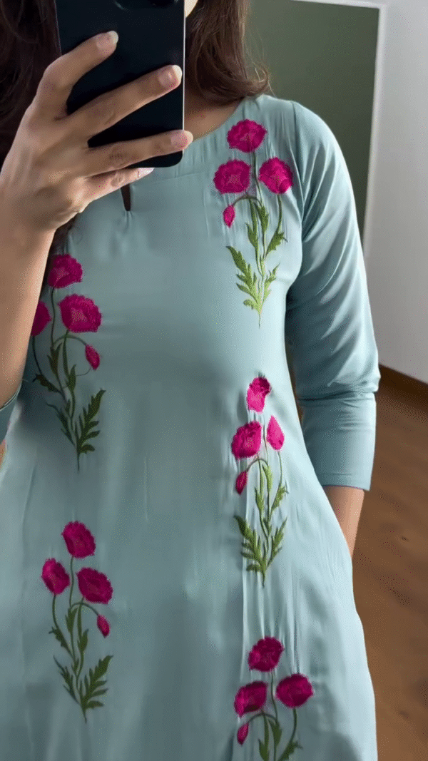 Floral Charm Embroidered Kurta – Grace in Bloom 🌸 - Image 9