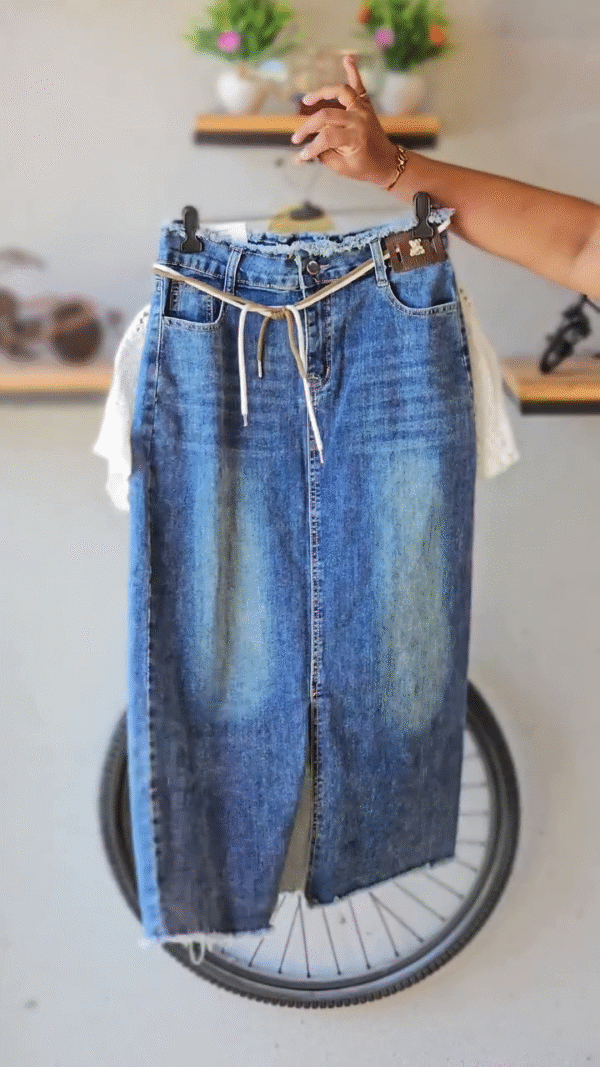 Handcrafted Charm: Crochet Crop Top & Denim Skirt Set – Breezy, Boho, Beautiful - Image 2